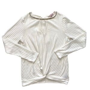 Juicy Couture Y2K White Bling Neck Front Knot Pull On Lightweight Sweater Medium